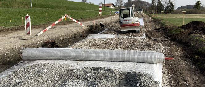 Sanierung der Route du Lac Lussy durch Stabilisierung mit Geogittern